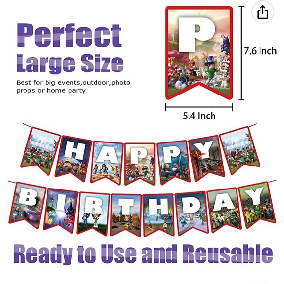 Roblox Birthday Banner & Cake Topper Only - Picture 3 of 6
